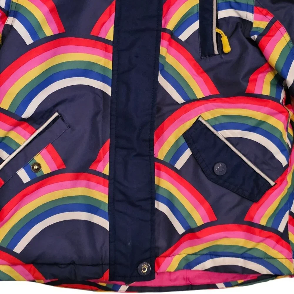 BODEN ALL WEATHER WATERPROOF‎ SKI SNOW COAT JACKET RAINBOW Sz 5-6 Removable Hood